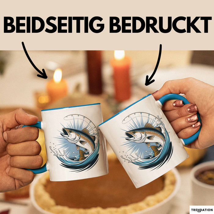 Angler Tasse Geschenkidee für Angelbegeisterte Blau Trendation