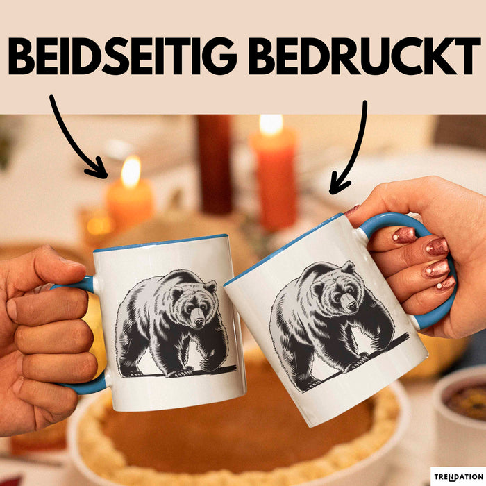 Bär Tierliebhaber Tasse Geschenk Lustige Geschenkidee Spruch Blau Trendation