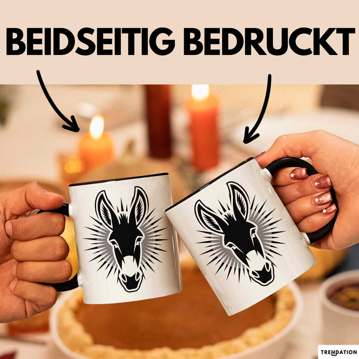 Eselbauer Esel Tier Gesicht Tasse Geschenk Lustige Geschenkidee Spruch Schwarz Trendation
