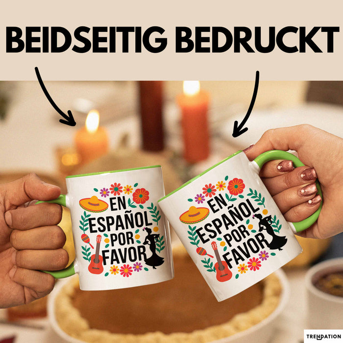Spanischlehrer Unterricht Tasse Geschenk Lustige Geschenkidee Spruch En Español Por Favor Grün Trendation