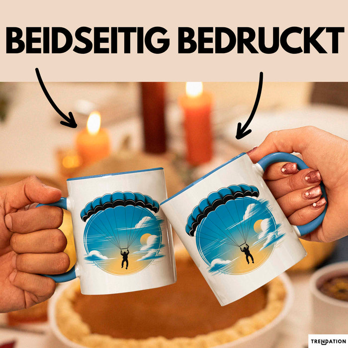 Fallschirmspringer Tasse Geschenkidee Freifall Süchtiger Geschenkidee Lustig Blau Trendation