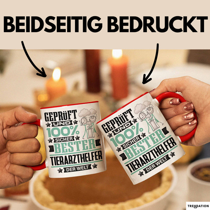 Tierarzthelfer Geschenk Lustiger Spruch für Tierarzthelfer Geschenkidee Bester Tierarzthelfer Der Welt Rot Trendation
