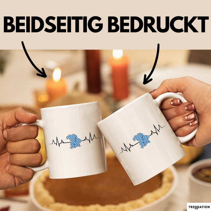 Bayern Tasse Geschenk Bayrische Liebe Geschenkidee München Herzschlag Tasse Kaffee-Becher Krug Weiß Trendation