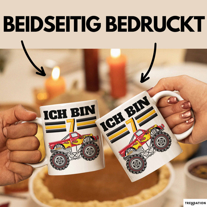 7. Geburtstag Geschenk Tasse Becher Jungs Trucks Geburtstagsgeschenk Ich Bin 7 Weiß Trendation