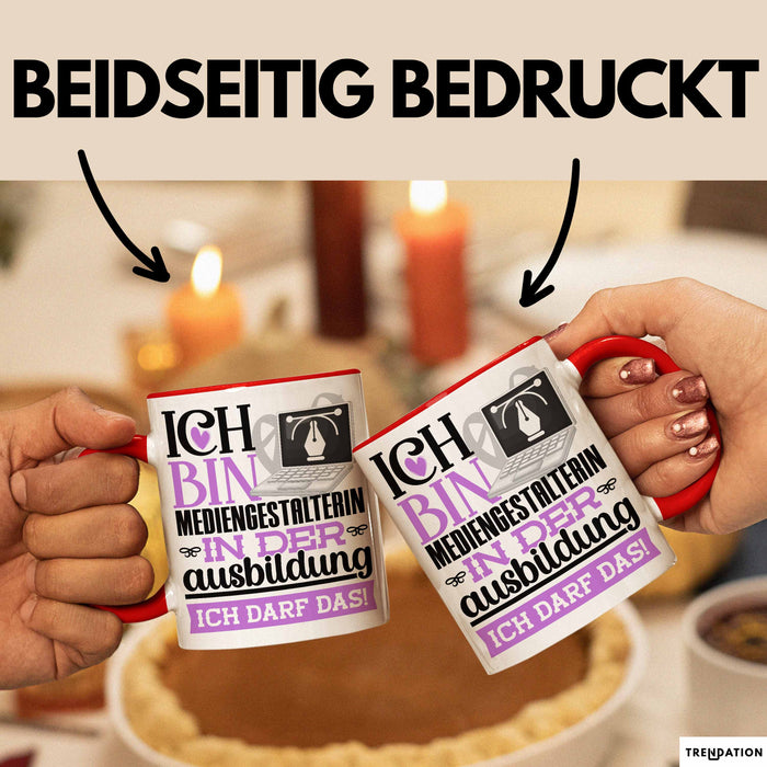 Mediengestalterin Ausbildung Start Geschenk Tasse Ich Bin Mediengestalterin In Der Ausbildung Ich Darf Das Kaffee-Becher Geschenkidee Rot Trendation