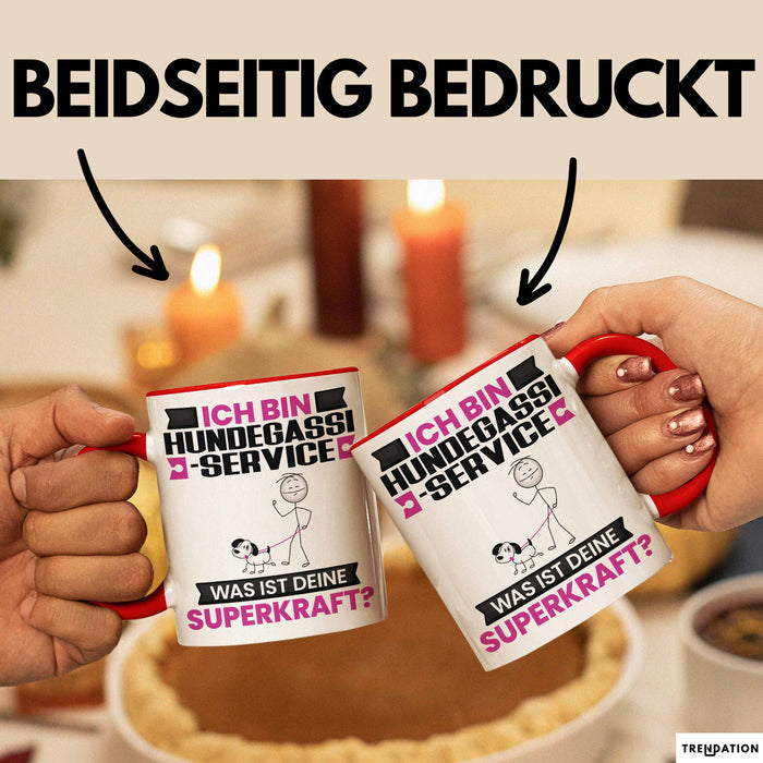 Hundegassi-Service Tasse Geschenk für Hundegassi-Service Geburtstag Lustiger Spruch Kaffee-Becher Was Ist Deine Superkraft Rot Trendation