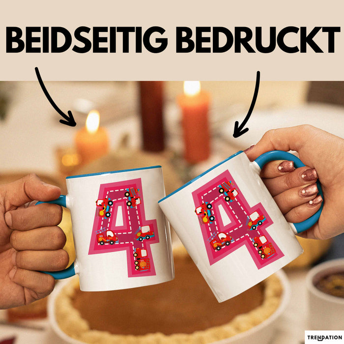 4. Geburtstag Tasse Geschenk Mädchen Jungs 4Er Geburstagsgeschenk Becher Blau Trendation
