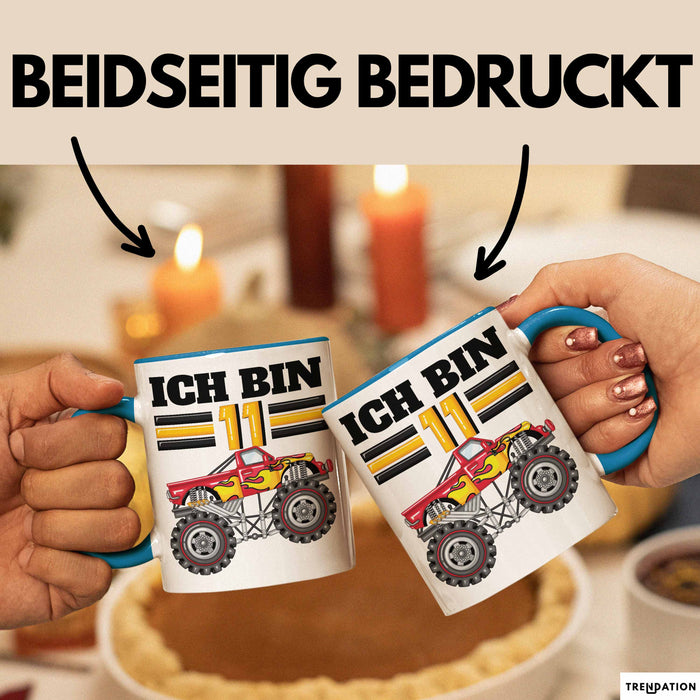 11. Geburtstag Geschenk Tasse Becher Jungs Trucks Geburtstagsgeschenk Ich Bin 11 Blau Trendation