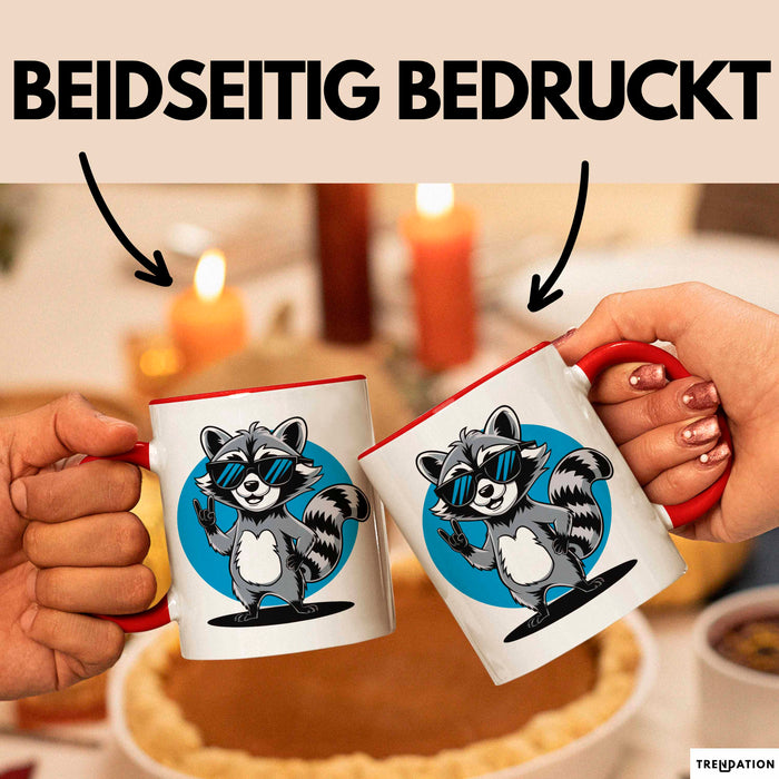 Waschbär Tierliebhaber Tasse Geschenk Lustige Geschenkidee Spruch Rot Trendation