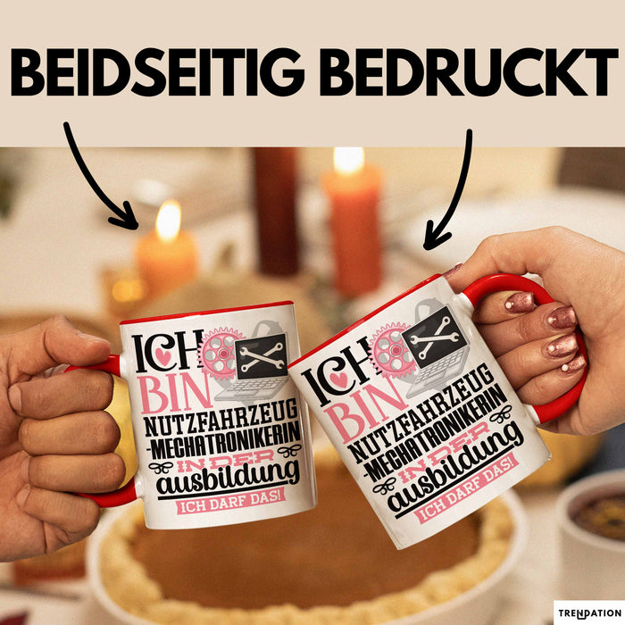 Nutzfahrzeugmechatronikerin Ausbildung Start Geschenk Tasse Ich Bin Nutzfahrzeugmechatronikerin In Der Ausbildung Ich Darf Das Kaffee-Becher Geschenkidee Rot Trendation