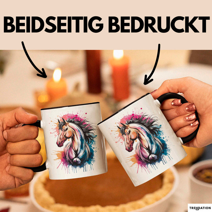 Pferde Tierliebhaber Tasse Geschenk Lustige Geschenkidee Spruch Schwarz Trendation