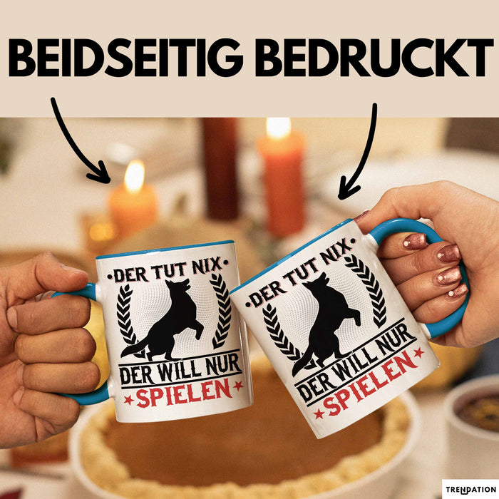 Hund Tasse Geschenk Kaffee-Becher Hunde-Besitzer Geschenkidee Blau Trendation