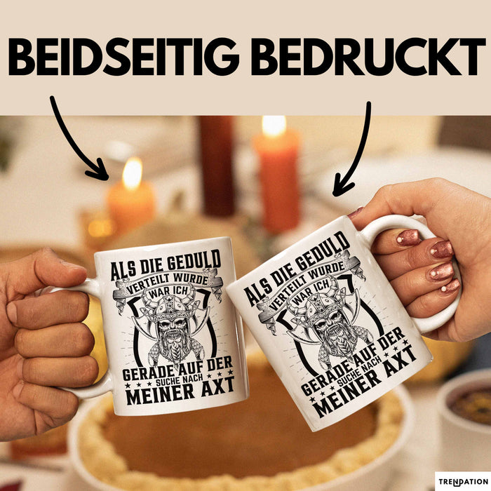 Forstwirt Geschenk Tasse Waldarbeiter Axt Holz Hacken Totenkopf Wikinger Kaffee-Becher für Holzfäller Weiß Trendation