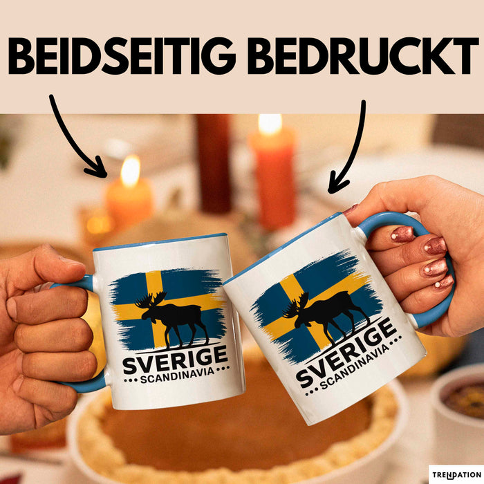 Schweden Skandinavien Schwedisch Tasse Geschenk Lustige Geschenkidee Spruch Elk Bull Sverige Scandinavia Blau Trendation