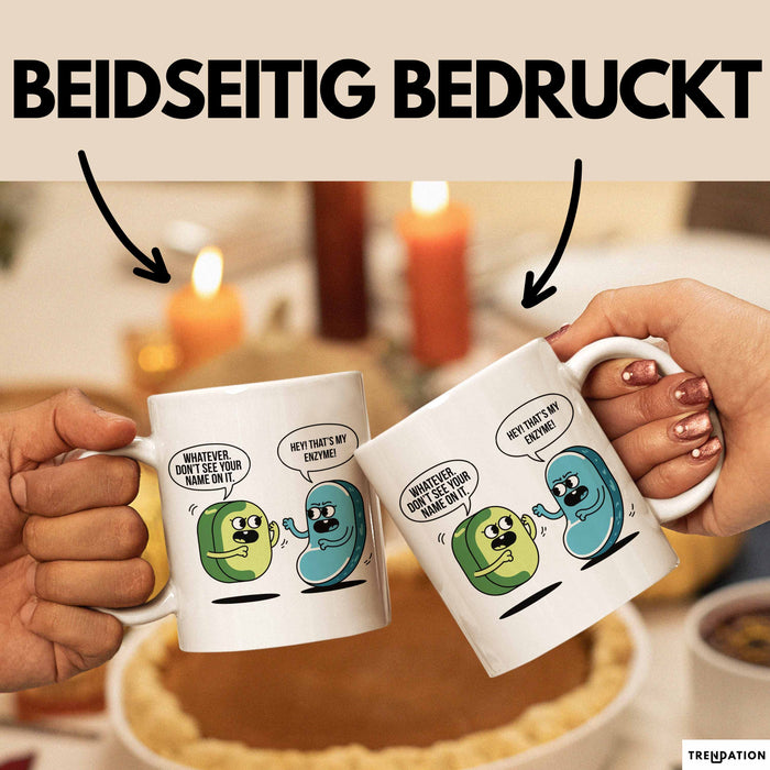 Biologielehrer Unterricht Tasse Geschenk Lustige Geschenkidee Spruch Hey Das Ist Mein Enzym Weiß Trendation