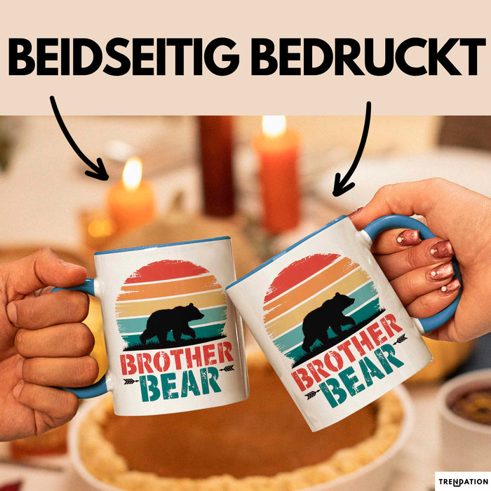 Retro Bruder Bär Tasse Geschenk Lustige Geschenkidee Spruch Blau Trendation