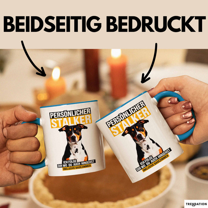 Appenzeller Sennenhund Hund Tasse Geschenk Lustige Geschenkidee Spruch Persönlicher Stalker Ich Folge Dir Wo Du Auch Hingehst Blau Trendation