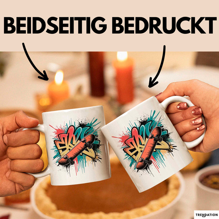 Skater Tasse Geschenkidee Skateboard Fan Lustiger Spruch Geschenkidee Lustig Weiß Trendation