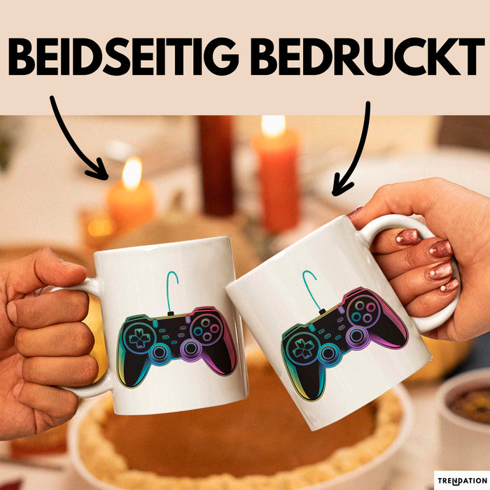 Gamer Gaming Liebhaber Tasse Geschenk Lustige Geschenkidee Spruch Game Controller Weiß Trendation