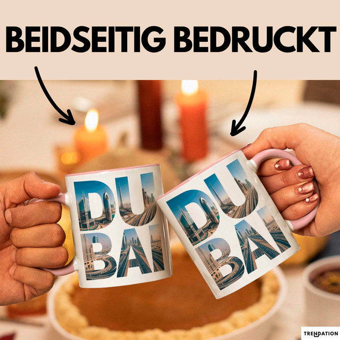 Dubai VAE Tasse Geschenk Lustige Geschenkidee Spruch Rosa Trendation