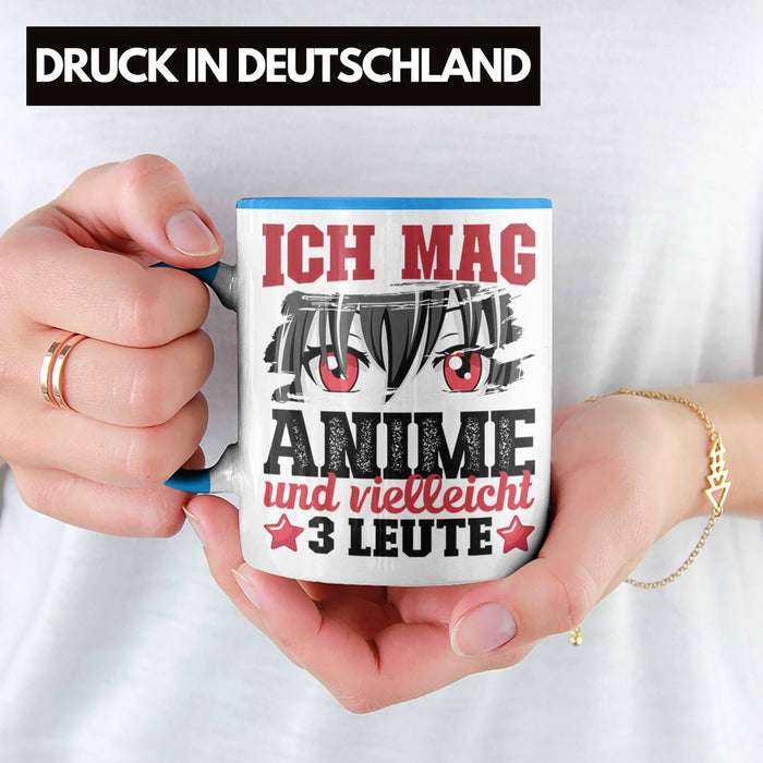 Anime Tasse Geschenk Anime-Liebhaber Geschenkidee Ich Mag Anime Und Vielleicht 3 Leute Blau Trendation