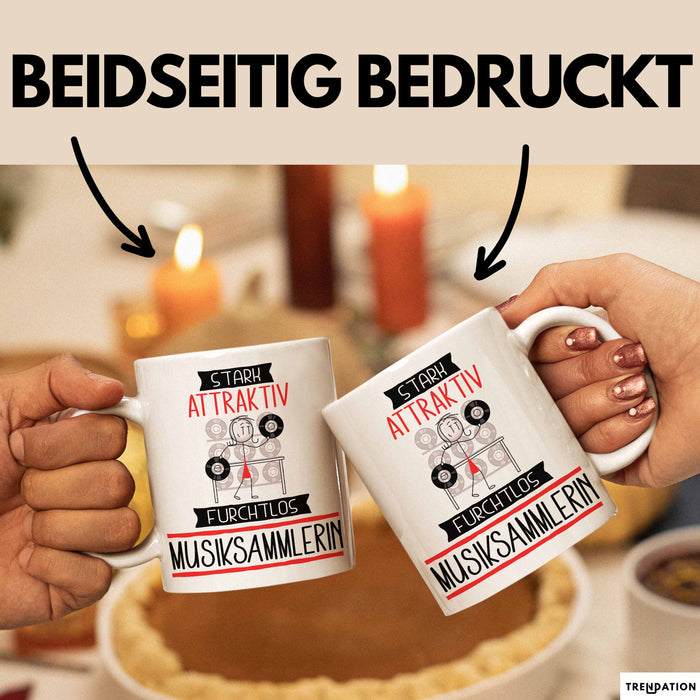 Musiksammlerin Tasse Geschenk Becher Stark Attraktiv Furchtlos Musiksammlerin Lustige Geschenkidee Weiß Trendation