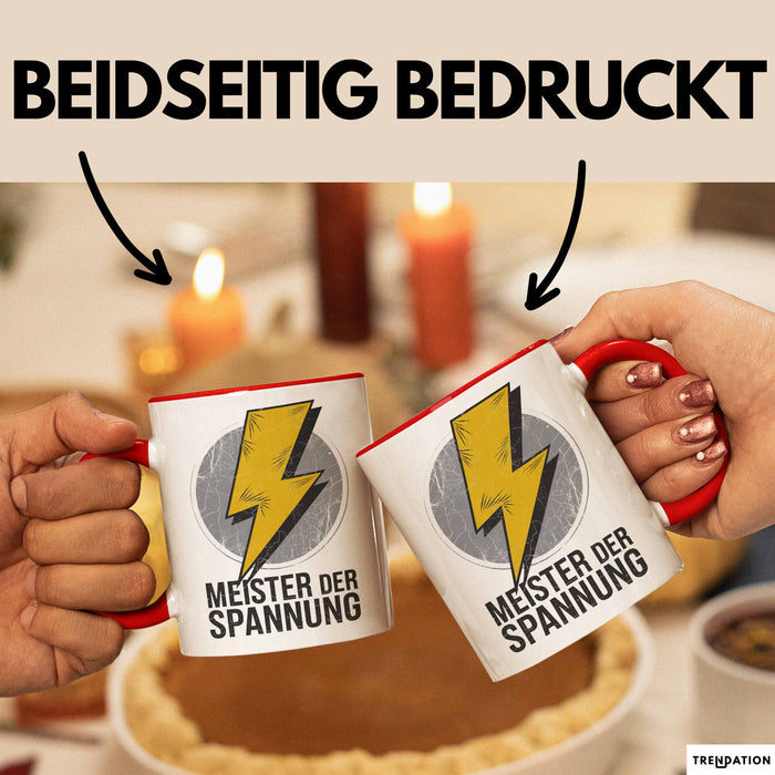 Elektriker Tasse Geschenk Meister der Spannung Geschenk Rot Trendation