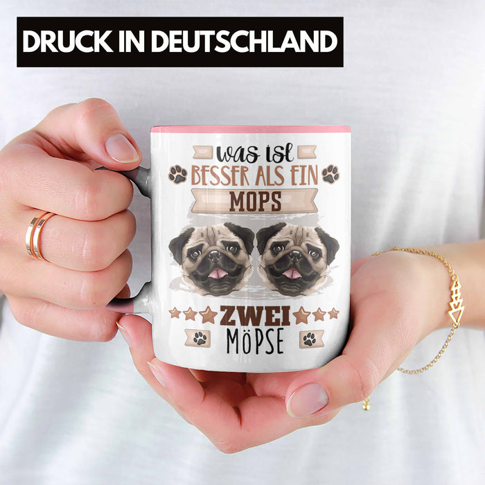 Mops Besitzer Tasse Geschenk Lustiger Spruch Geschenkidee Was Ist Besser Als Ein Mops Rosa Trendation