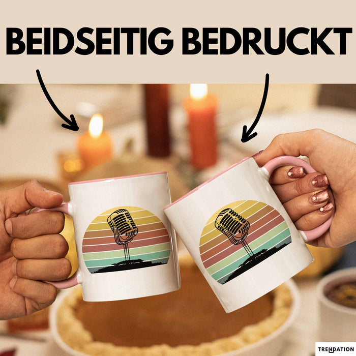 Sänger Tasse Geschenk Podcast Mikrophon Geschenkidee Mikrofon Becher Rosa Trendation