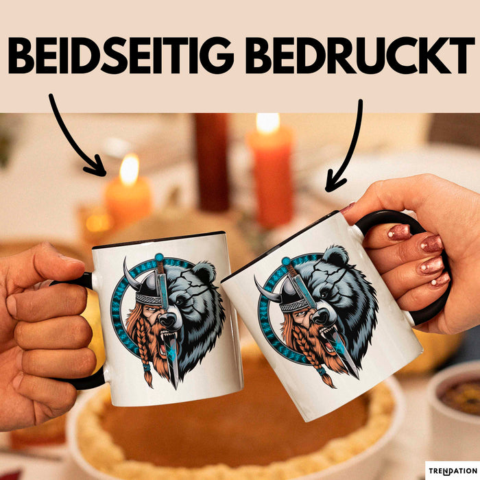 Nordischer Krieger Wikingerbär Tasse Geschenk Lustige Geschenkidee Spruch Schwarz Trendation