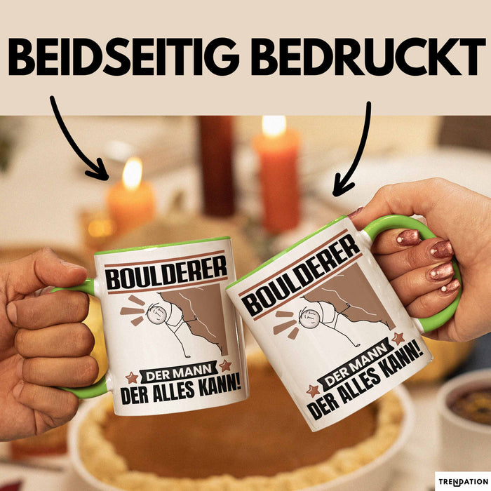 Boulderer Tasse Geschenk für Boulderer Der Mann Der Alles Kann Geschenkidee zum Geburtstag Grün Trendation