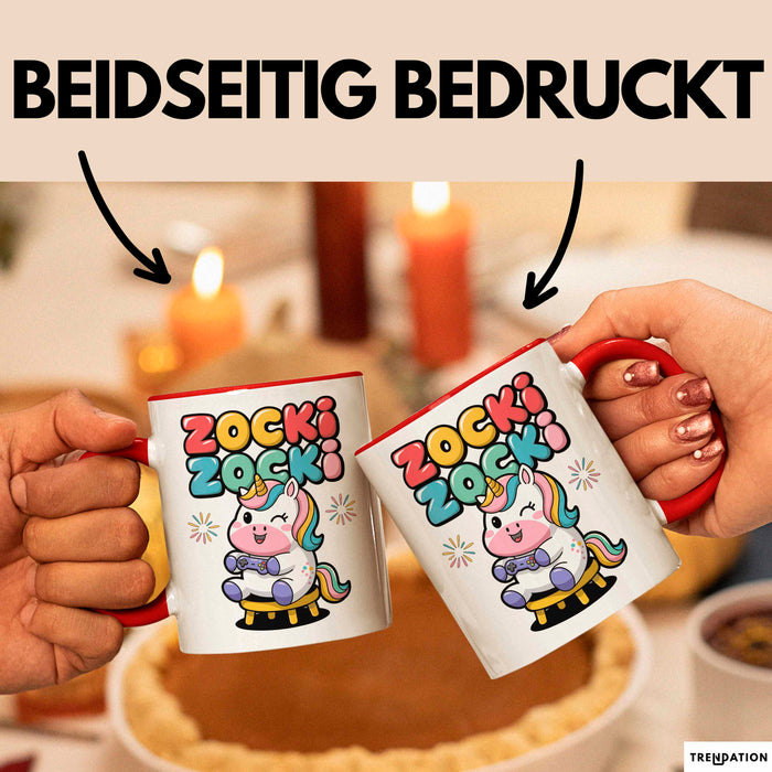 Gamer Gaming Liebhaber Tasse Geschenk Lustige Geschenkidee Spruch Zocki Zocki Rot Trendation