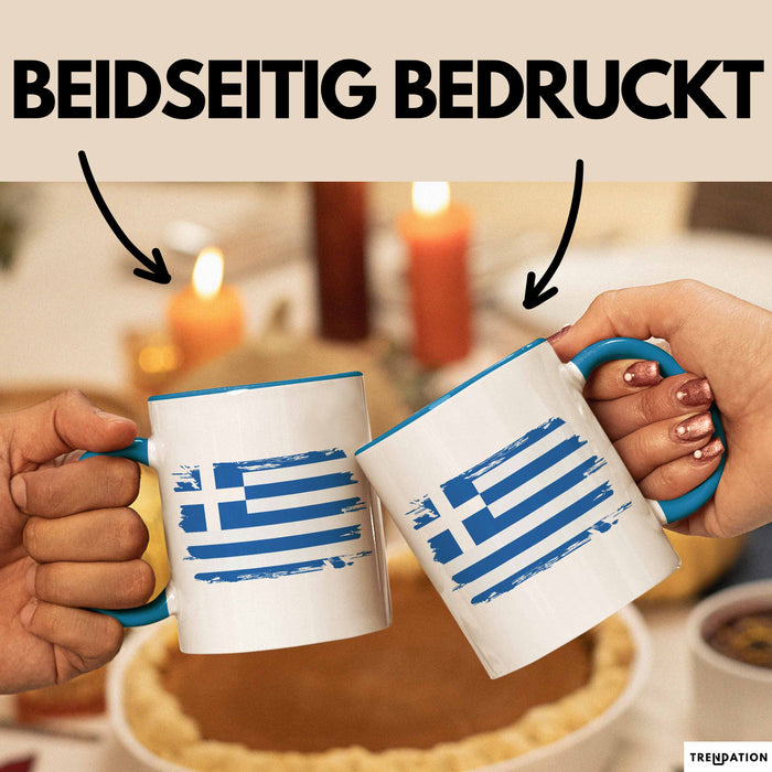 Griechenland Tasse Geschenk Grieche Flagge Kaffee-Becher Blau Trendation