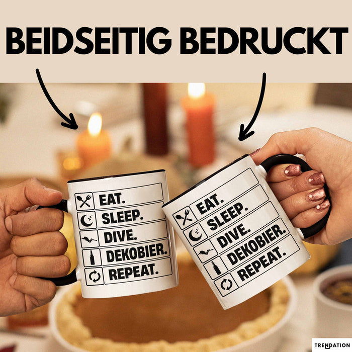 Taucher Tasse Geschenk Eat Sleep Geschenkidee Tauchen Becher Trendation