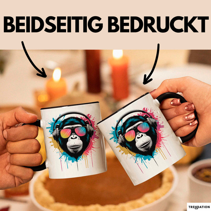 DJ Affe mit Sonnenbrille Tasse Becher Geschenk Lustige Geschenkidee Spruch Trendation