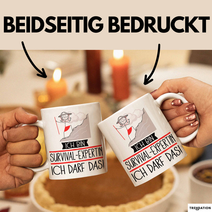 Geschenk für Survival-Expertin Tasse Lustige Geschenkidee Geburtstag Ich Bin Survival-Expertin Ich Darf Das Weiß Trendation