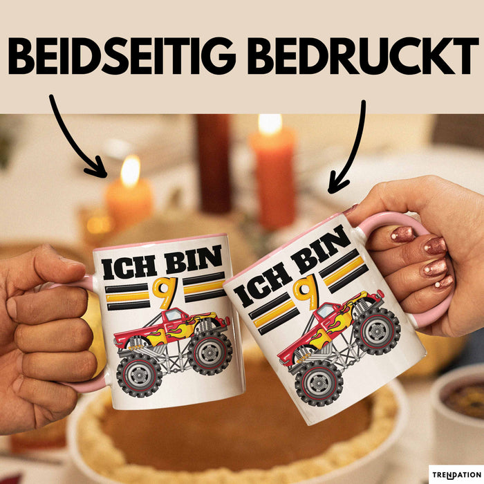 9. Geburtstag Geschenk Tasse Becher Jungs Trucks Geburtstagsgeschenk Ich Bin 9 Rosa Trendation