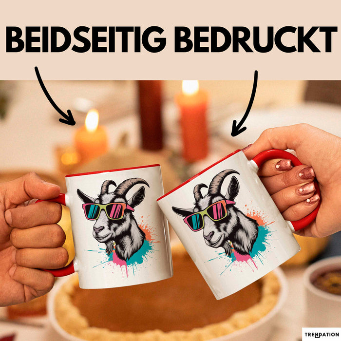 Ziegenbauer Ziegen Tier Sonnenbrille Tasse Geschenk Lustige Geschenkidee Spruch Rot Trendation