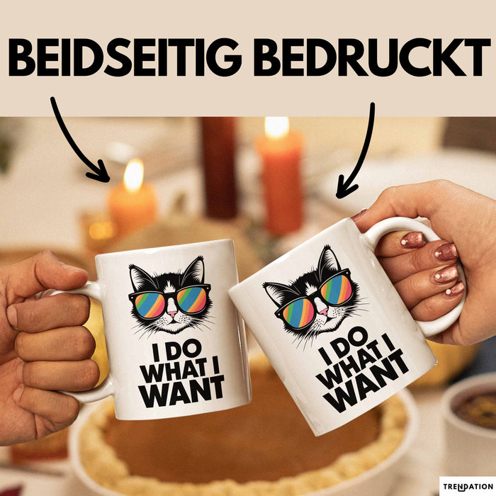 Sarkastische Katze Sarkasmus Tasse Geschenk Lustige Geschenkidee Spruch Ich Mache Was Ich Will Weiß Trendation