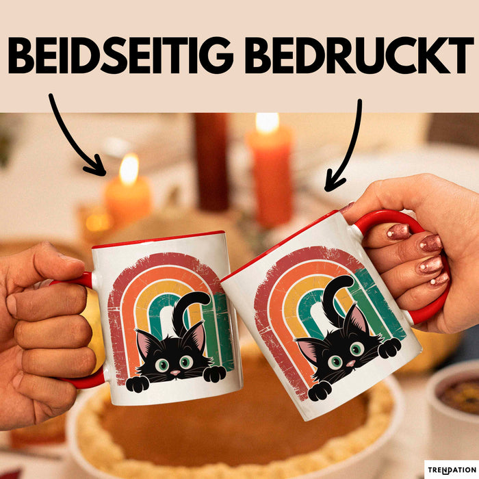 Katzen Tierliebhaber Vintage Tasse Geschenk Lustige Geschenkidee Spruch Rot Trendation
