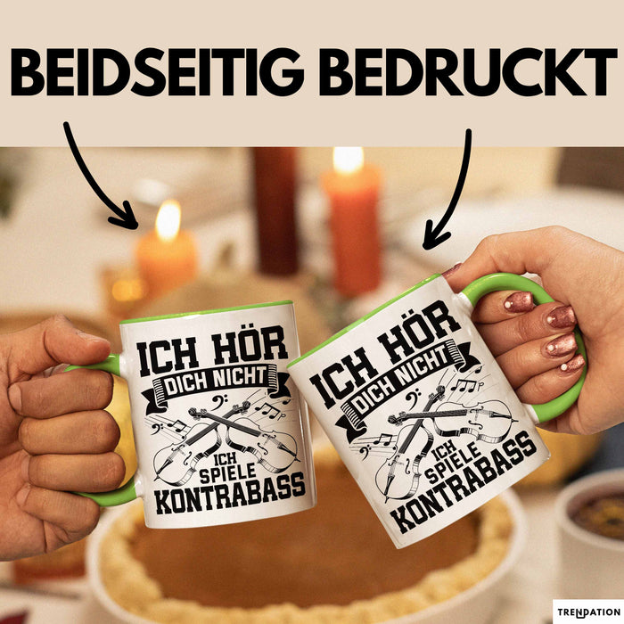 Kontrabass Tasse Geschenk Musiker Cellospieler Violoncello Musiklehrer Grün Trendation