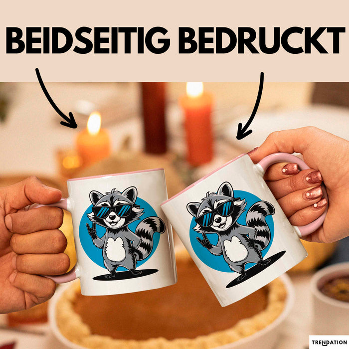 Waschbär Tierliebhaber Tasse Geschenk Lustige Geschenkidee Spruch Rosa Trendation