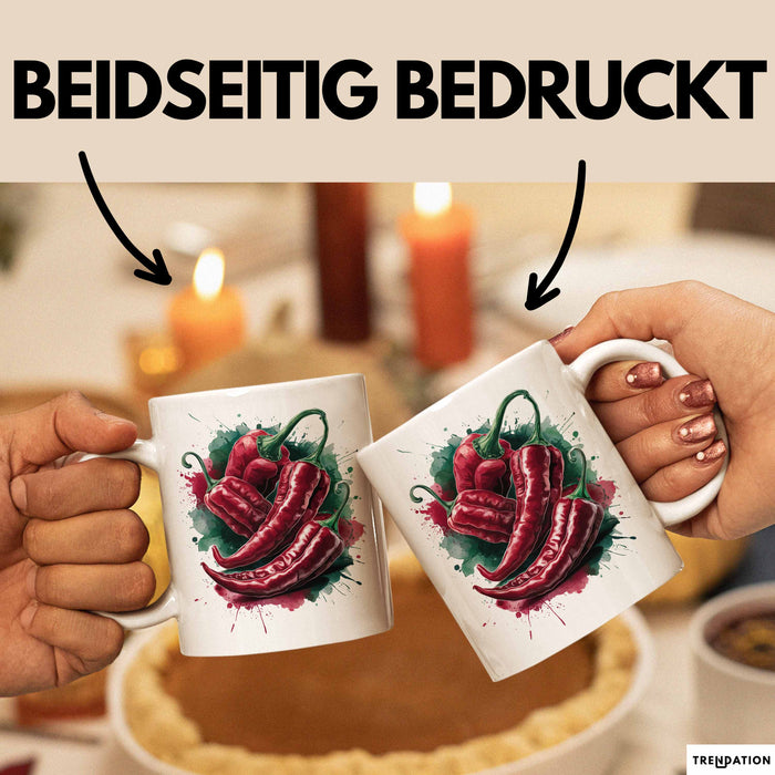 Chili Tasse Geschenk für Scharfesser Lustiger Spruch Weiß Trendation