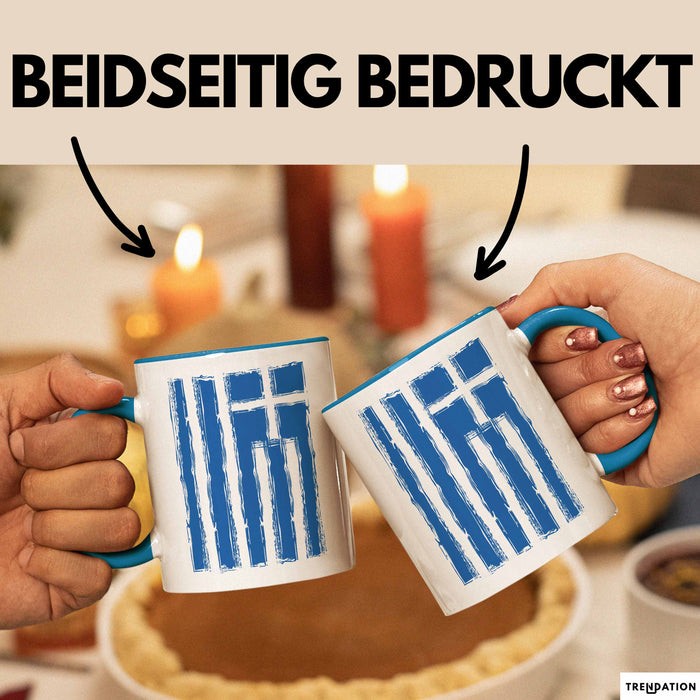 Griechenland Tasse Geschenk Grieche Flagge Hoch Kaffee-Becher Blau Trendation