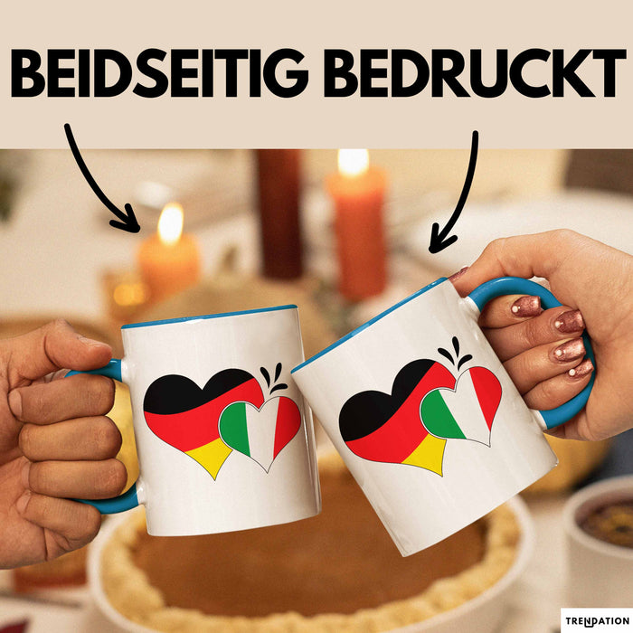 Deutschland Italien Tasse Geschenk Halb Italiener Deutsche Geschenkidee Fußball 2025 Blau Trendation