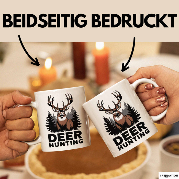Hirschjäger Jagd Tasse Geschenk für Naturburschen Lustiges Weiß Trendation