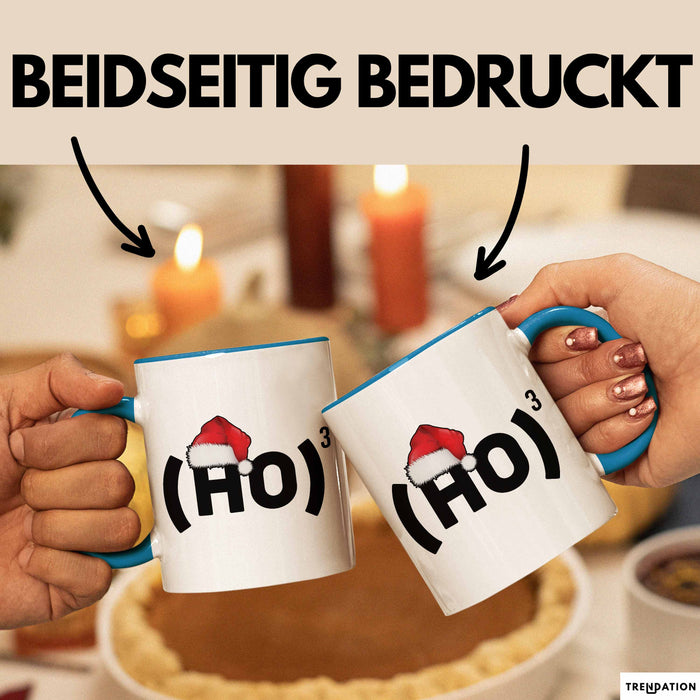 Chemielehrer Unterricht Tasse Geschenk Lustige Geschenkidee Spruch Ho Ho Ho Christmas Santa Blau Trendation