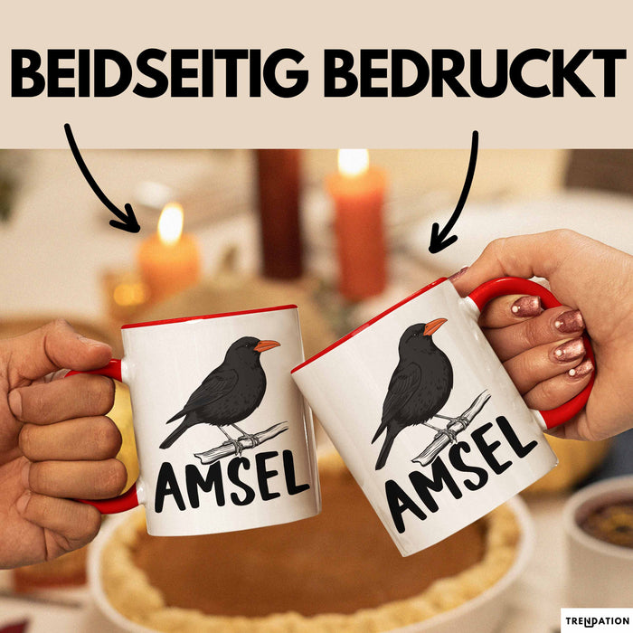 Amsel Vogel Tasse Geschenk Vogelbeobachter Ornithologe Biologe Rot Trendation