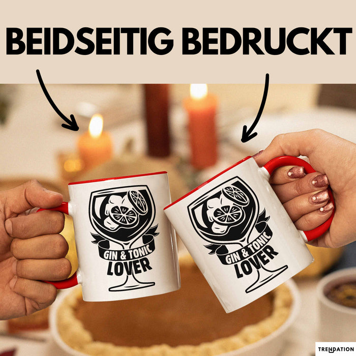 Gin Tonic Lover Tasse Geschenk Becher Rot Trendation