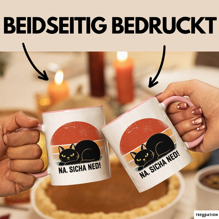 Katze Tasse Geschenk Na Sicha Ned Geschenkidee Katzenliebhaber Kaffee-Becher Rosa Trendation